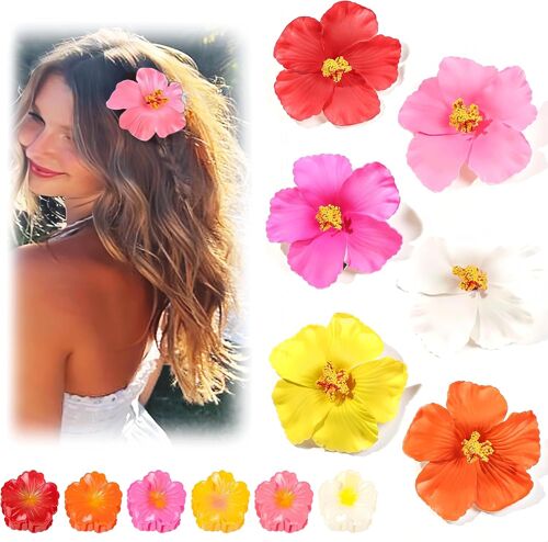 Kal-12 Tropische Blumen-Haarspangen Für Damen, Épingles À Cheveux Colorées Avec Pinces, Parfait Pour Le Style De Plage Et D'été