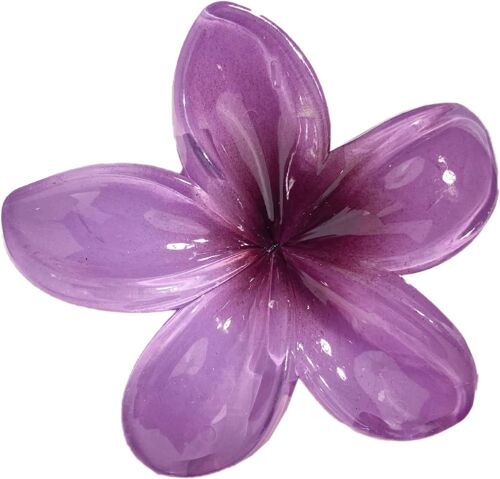 Kal-1 Pince À Cheveux En Acrylique - Motif Fleurs Hawaïennes - Grande Pince À Cheveux En Forme De Fleur - Antidérapante - Pour Femmes Et Femmes - Cheveux Épais Et Fins - Violet Foncé 