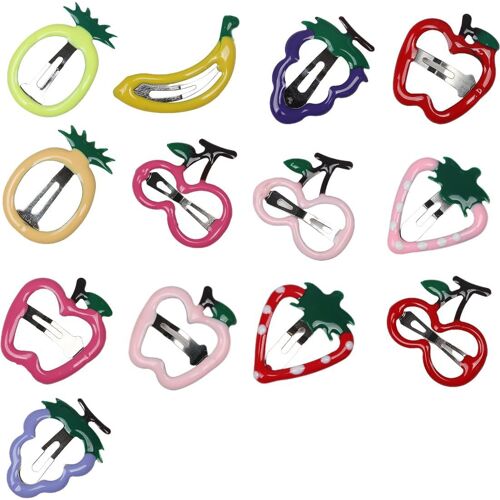 Kal-13pcs Épingles À Cheveux Pour Enfants,Épingles À Cheveux De Fruits Mignons De Dessin Animé,Épingles À Cheveux De Couleur Bonbon Pour Enfants,Épingles À Cheveux Douces Girly,Fournitures De Fête 