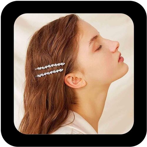 Kal-Barrette Pour Cheveux Mariage Cristal Perlé Barrette Pour Cheveux Strass Perlé Barrette Cheveux Mariage Or Perlé Barrette Accessoires Pour Cheveux De Mariage Pour Femmes Et Filles 2pcs(Gold)