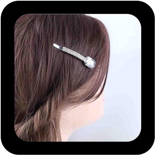 Kal-Épingles À Cheveux Mariage Strass Barrette Barrette À Cheveux Cristal Cz Bling Coiffes Mariée Pince À Tête Décorative Couvre-Chef Accessoires Pour Femmes Et Filles (Blanc) 