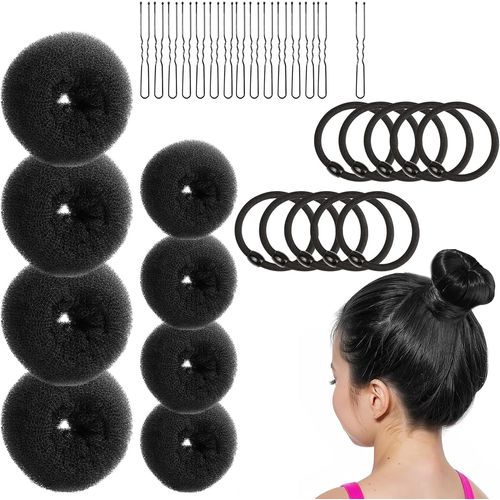 Gjhgf-33 Pcs Donuts Pour Chignon, Machine À Pain Donut, Bande De Caoutchouc Noire, Épingle À Cheveux En Forme De U Accessoires Pour Cheveux Pour Enfants Et Adultes 
