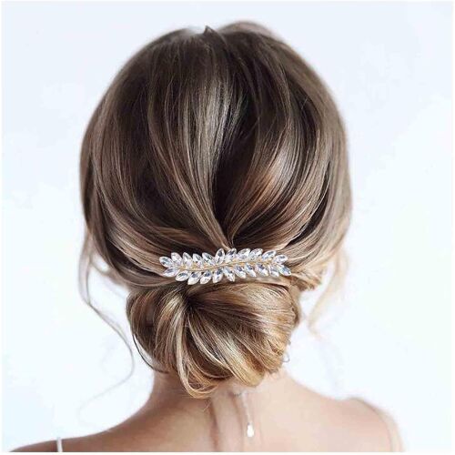 Caypp-Barrette À Cheveux Feuille En Strass Barrette À Cheveux En Cristal Brillant Barrette À Cheveux Feuille D'or Barrette À Cheveux De Mariage Barrette À Cheveux Décorative Pour Femmes Et Filles 
