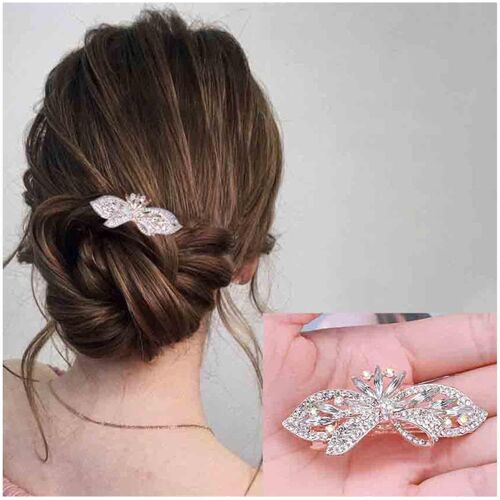 Kal-Pince À Cheveux De Mariage En Cristal Barrette Fleur Dorée Strass Barrette À Cheveux Bling Coiffe De Mariée Pince À Tête Décorative Couvre-Chef Accessoires De Cheveux Cristal Pour Femmes(Or) 