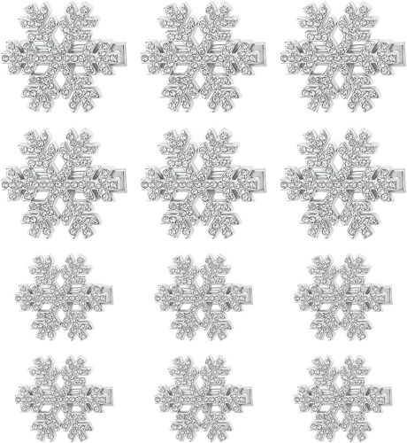 Kal-12 Pièces, Pinces À Cheveux Flocon De Neige En Strass, Pinces À Cheveux Flocon De Neige, Pinces À Cheveux D'hiver, Pinces À Cheveux De Noël, Pinces À Cheveux Coréennes Haut De Gamme 