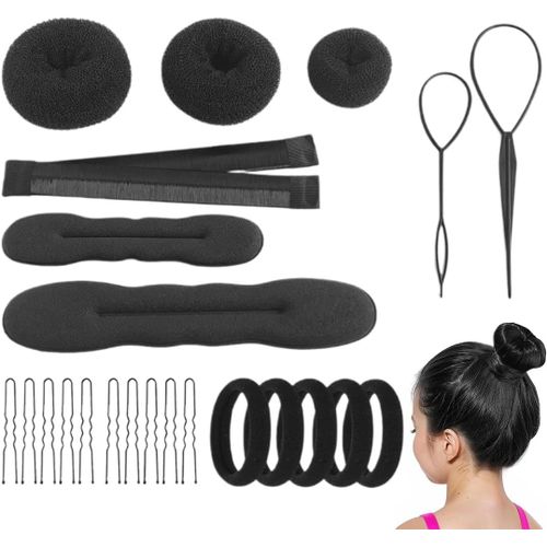 Kal-Donuts Cheveux Ensemble, 23pcs, Cheveux Donuts Chignons Épingle À Cheveux, Donut Bun Accessoires, Épingle À Cheveux En Forme De U, Cheveux Tailles Diverses Bun, Pour À Tous Les Types De Cheveux L 