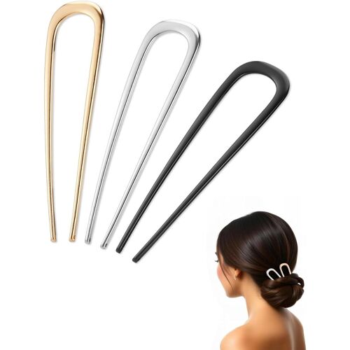 Kal-3 Pcs Épingle À Cheveux Française En Métal Pour Femme,14cm Grand Épingles À Cheveux En Forme De U,Accessoires De Cheveu Élégants Pour Chignons Et Torsions,Pour Tous Types De Cheveu 