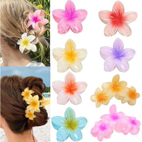 Kal-Lot De 8 Pinces À Cheveux En Forme De Fleur,Multicolore Pince Cheveux Fleur Antidérapantes,Pinces À Cheveux De Style Tropical Pour Filles Et Femmes Coiffure,Cheveux Épais Et Fins-Fête,Quotidien