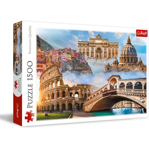 KASFL-Endroits Préférés:Italie-Puzzle 1500 Pièces-Puzzle Avec Monuments Italiens,Collage Pour Les Passionnés De Voyage,Diy,Puzzle Classique Pour Adultes Et Enfants À Partir De 12 Ans.