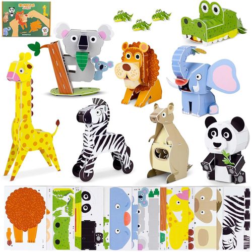 KASFL-Puzzle 3D Enfant Pack 8 -|Activites Manuelles,Jouet Enfant Educatif,Cadeau Garcon Et Fille|Maquette A Construire,Puzzle 6 Ans,Cadeau Garçon Creatif 6 7 8 9 10 Ans Anniversaire Noel