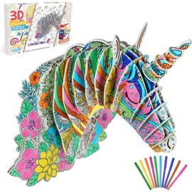 Puzzle à Colorier 3D Licorne, Jouet Fille 8 9 10 11 12 Ans, Loisirs créatifs, Jeux Puzzle, 7-12 An Bricolage Enfant Cadeaux [1651]