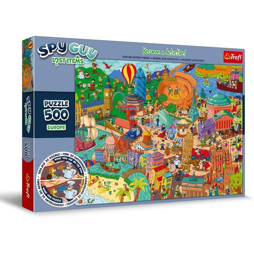 KASFL-Puzzle Spy Guy Lost Items: Europe-500 Pièces,Devenez Détective Et Trouvez 20 Différences,Objets Perdus,Divertissement Créatif Pour Adultes Et Enfants À Partir De 10 Ans