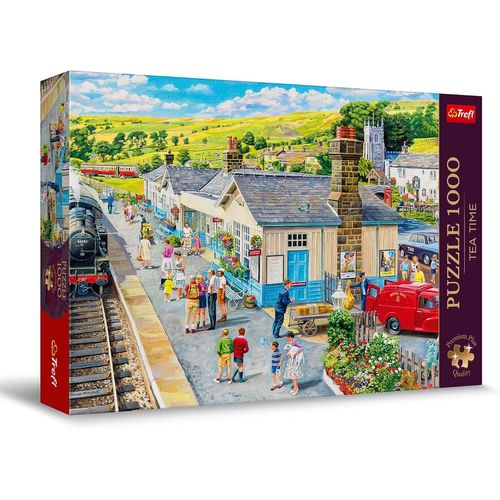 KASFL-Premium Plus Quality-Puzzle Tea Time: Gare-1000 Pièces,Série D'Images Nostalgiques Peintes,Pièces Parfaitement Assorties,Pour Adultes Et Enfants À Partir De 12 Ans