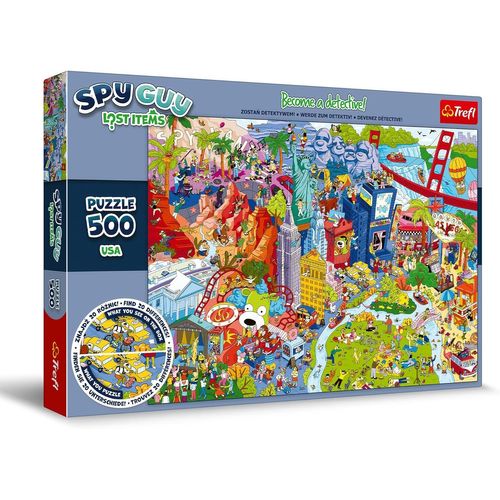 KASFL-Puzzle Spy Guy Lost Items : Usa-500 Pièces,Devenez Détective Et Trouvez 20 Différences,Objets Perdus,Divertissement Créatif Pour Adultes Et Enfants À Partir De 10 Ans