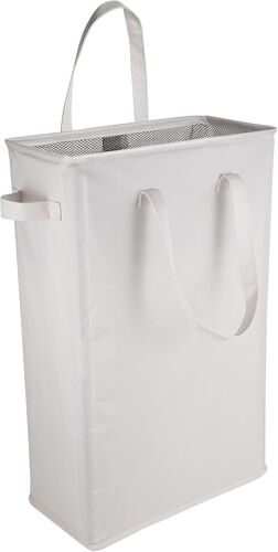 MEVRONISSHOP-45L Paniers à Linge avec Poignées, Pliable Panier à Linge Mince Sac à Linge en Tissue Oxford Rectangulaire Corbeilles à Linge Sac de Rangement pour Salle de Bain 39x19x60CM (Beige)