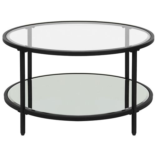 Table Basse Verre Et Acier Noir Ronde Birney