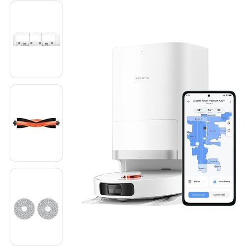 Robot Vacuum X20+ Aspirateur Robot,Station Tout-En-Un (Puissance D'Aspiration De 6000 Pa ; 140 Min Autonomie ; Autonettoyage,Vidage,Séchage Et Remplissage D'Eau ; Application/Contrôle)