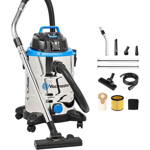 VornixorSarlshopVQ1530SFDC Aspirateur Eau et Poussière, Fonction Soufflerie Aspirateur, Acier Inoxydable Industriel Aspirateur avec & sans Sac 1500W 30L