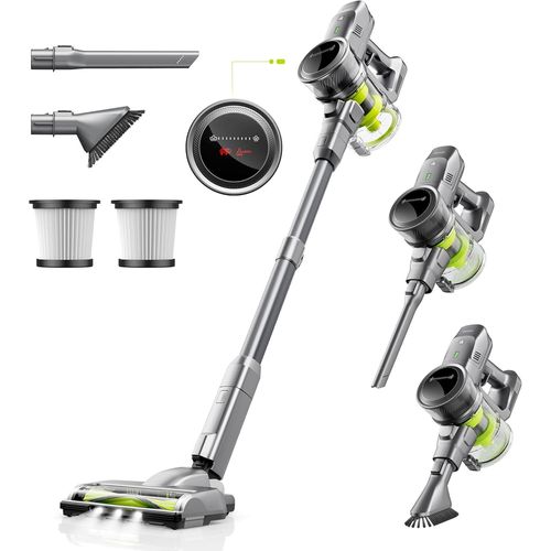 Aspirateur Sans Fil 26000Pa,Aspirateur Balai Sans Fil Avec 3 Modes,Écran Led,Batterie Amovible,Collecteur De Poussière De 1,5 L,Adapté Aux Sols Durs,Tapis,Voitures Et Poils D'Animaux
