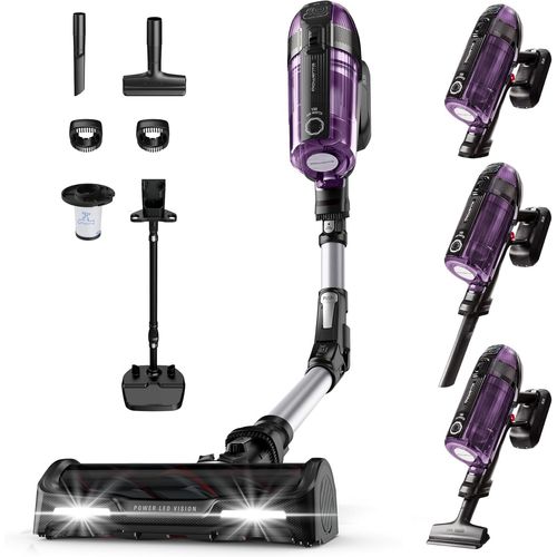 X-Force Flex 12.60 Allergie Aspirateur Balai Sans Fil,Filtration Anti-Allergènes,Puissant 150Aw,Autonomie 45Min,Station D'Accueil Rh98A0Wo,Violet Et Aluminium