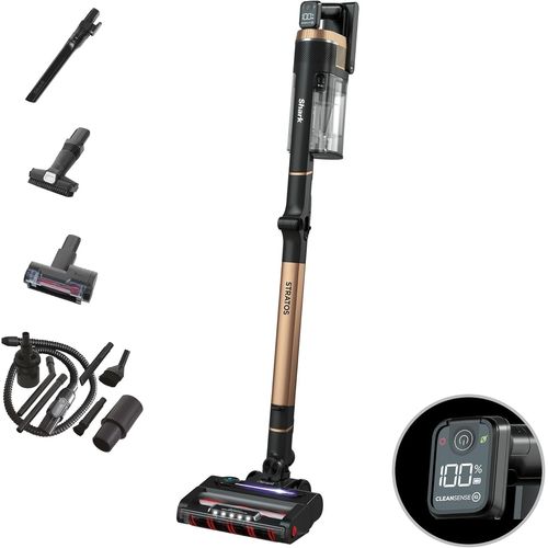Stratos Aspirateur Balai Sans Fil,Powerfins Plus,Autonomie 60 Min,Anti-Emmêlement,Clean Sense Iq Avec Kit Voiture,Accessoires Pour Animaux,Suceur Plat,Multisurfaces,Cuivre Iz400Eutbk
