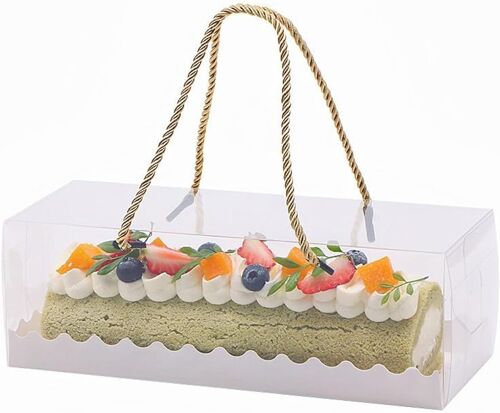 Jexnovashop-Lot De 10 Grandes Boîtes À Gâteau Rectangulaires Transparentes Avec Poignée Pour Gâteau, Boulangerie, Fête, Noël Et Mariage - 27,5 X 11 X 9,5 Cm