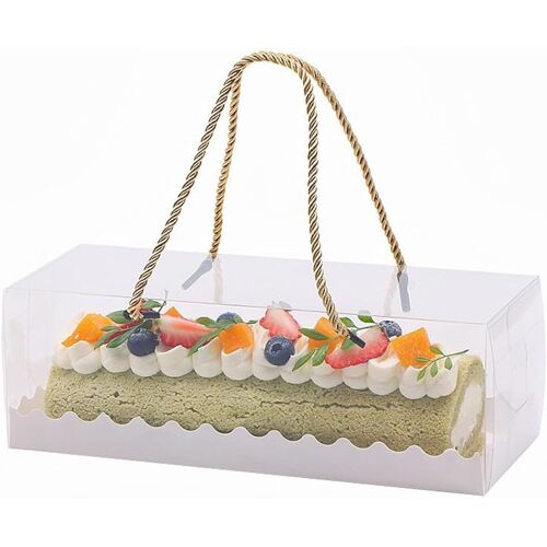 Jexnovashop-Lot De 10 Grandes Boîtes À Gâteau Rectangulaires Transparentes Avec Poignée Pour Gâteau, Boulangerie, Fête, Noël Et Mariage - 27,5 X 11 X 9,5 Cm