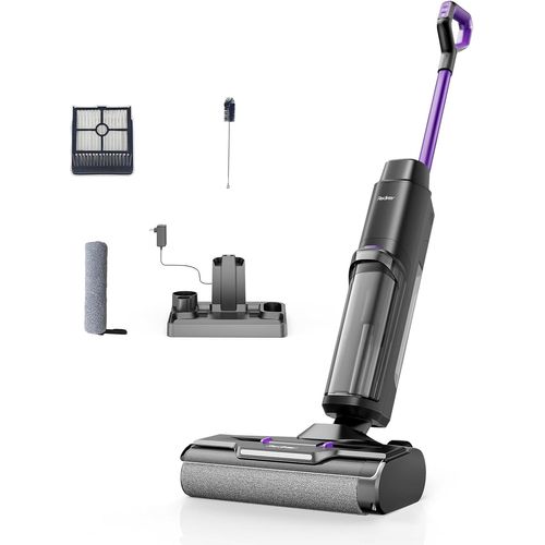 Redkey W15 Aspirateur Balai Laveur sans Fil, Balai aspirateur Laveur 3 en 1,Aspiration Puissant Eau et Poussière,6mm Simple Lamination,35min Longue Autonomie, LED écran Digital,Auto-Nettoyage