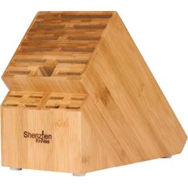 Letnerny-Bloc À Couteaux Universel À 20 Fentes Grand Bloc À Couteaux Shenzhen En Bambou Sans Couteaux ¿ Porte-Couteaux Et Organ Ur À Larges Fentes Pour Un Rangement Facile Des Couteaux De Cuisine