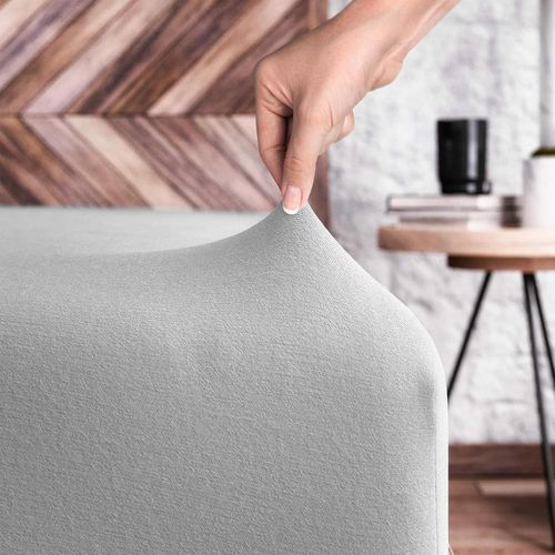TIANYI-Drap-Housse 140x200cm à 160x200cm - 100% Coton - Drap-Housse en Jersey Super Doux pour Matelas, Lit Boxspring ou Surmatelas - Hauteur de Matelas de 5 à 20cm, Gris Clair