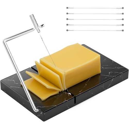 Jexnovashop-Trancheuse À Fromage Avec 5 Fils De Coupe Épais De Rechange, Robuste, 12,7 X 20,3 Cm, Planche En Marbre Pour Blocs De Fromages, Beurre, Etc. Outil De Cuisine Pour Fromage ¿ Noir
