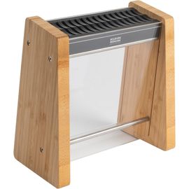 Letnerny-Bloc À Couteaux Vide En Bambou Glacé Fabriqué À Partir De Bambou Durable Avec Façade En Plexiglas Transparent. Insert Flexible Pour Différentes Tailles De Lame, Accès Facile Et Amovible