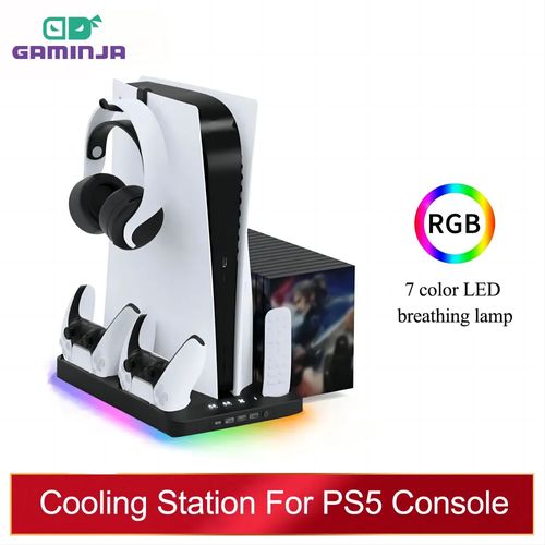 Gaminalbanp58 Station De Refroidissement Sur Pied Avec Lumière Rvb,Ventilateur De Refroidissement,Thoractouristiques,Chargeur Pour Jeu Playstation 5,Accessoires Ps5 -Noir
