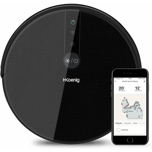 Aspirateur Robot Gyro+ Watermop Connecté Wifi Swrc130 Laveur Serpillière Intelligent Puissant Silencieux Rapide,Autonome 120Min,4 Cycles,Programme Hebdo,Filtre Hepa