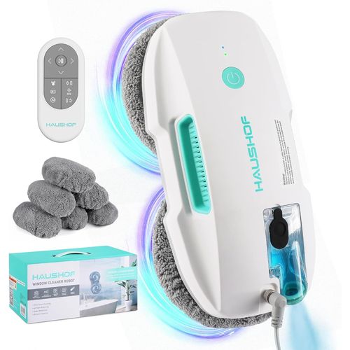 SUBZONAL-Robot Nettoyeur de Vitres, Robot Laveur de Vitre Automatique, Nettoyeur de Vitres Électrique, Aspiration Puissante 3800Pa, Détection des Bords, Télécommandé, pour Surfaces Lisses