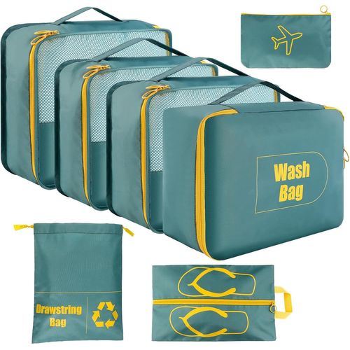 nzqaf-Rangement Valise Lot de 7 Imperméable Organisateur de Voyage Packing Cubes Organiseur, sac à chaussures,Bagage Sacs