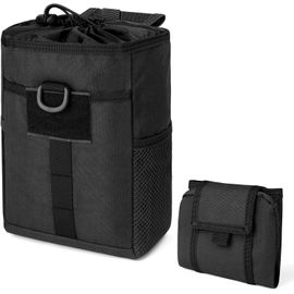 Molle Sac Banane Militaire Pliable,Imperméable Pochette Réglable Extérieure Tactique Pouch,Pochette à Benne Mollee,pour l'extérieur,Randonnée,Camping,Noir