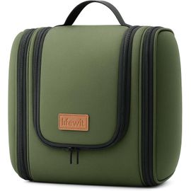 nzqaf-Grande Trousse de Toilette Suspendue, Trousse de Voyage Homme, Trousse de Maquillage Femme, Kit Voyage, Vanity, Sac avec Crochet, Organisateur pour Bouteilles, Cosmétiques, Vacance, Vert