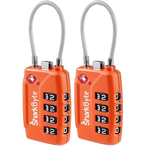 nzqaf-Lot de 2 cadenas à combinaison approuvés par la TSA - Cadenas de sécurité à 4 chiffres - Câble flexible pour valises, bagages, sacs de voyage, casier de gym - Petit cadenas avec code