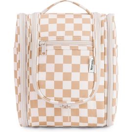 nzqaf-Trousse de Toilette de Voyage à Suspendre pour Femme, Damier Clair (Moyen)