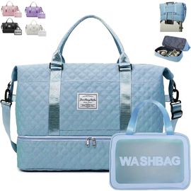 nzqaf-Sac de Voyage Femme, Sac de Voyage Pliable avec Trousse de Toilette, 41.6 L/7.8 L Sac Maternité, Séparé Sec et Humide, Sac Weekend Femme, Grand Sacs de Voyage Imperméables pour Femme