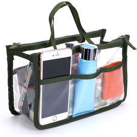 nzqaf-Organiseur de sac à main en PVC transparent 8 poches Trousse de toilette de voyage Trousse de toilette Trousse de maquillage Organiseur de sac à main - Pour filles et femmes, vert militaire
