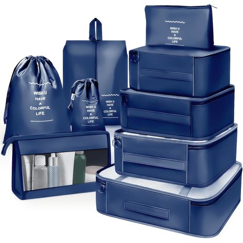 BHHBB-Organisateur Valise, 9 x Rangement Valise Accessoires Voyage, Rangement Valise Organisateur pour Vêtements Sous-vêtements(Marine)