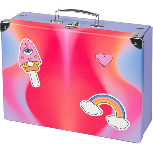 nzqaf-Valise pour Enfants - Jouets et Fournitures Scolaires, Carton Pliable avec Poignée en Métal, Hippie, 32.5 x 26 x