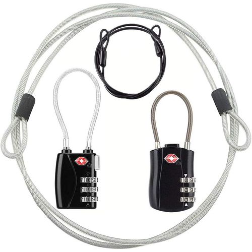 nzqaf-TSA Cadenas à combinaison à chiffres et câble en acier pour valises, sacs de voyage, valises, valises, gymnases, vélos (TSA ¿ 2)