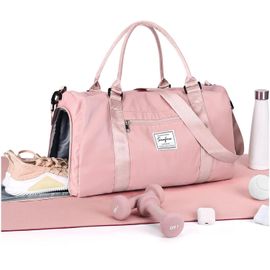 SLEP-Sac de Sport Femme Homme Sac de Gym avec Compartiment de Chaussures et Poche Humide Léger Sacs de Voyage Weekender Duffle Bag Femme Cabas de Fitness Sports Gym Bag Sacs Polochon de Piscine,Rose