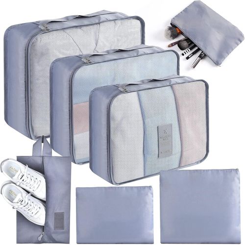 nzqaf-Rangement Valise Lot de 7 Imperméable Organisateur de Voyage Packing Cubes Organiseur, sac à chaussures,Bagage Sacs