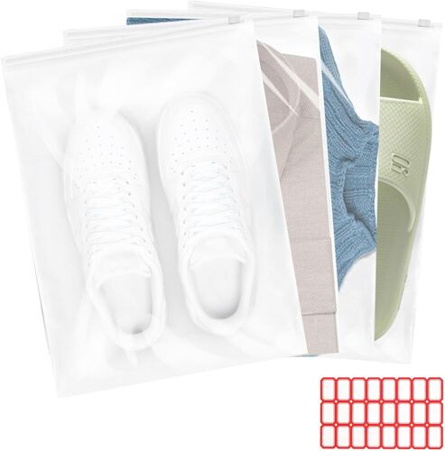 20 Pièces Sac De Rangement Vetement Plastique Transparent Zip, Sacs De Voyage Pochette Avec Fermeture Éclair Pour Ranger Des Vêtements, Sous-Vêtements, Chaussures, Cosmétiques