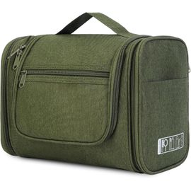nzqaf-Grande Trousse de Toilette Femme Suspendu Trousse Maquillage Trousse Toilette Homme Voyage Sac de Toilette Organisateur de Sac pour Cosmétiques Toilettes(Vert Foncé)