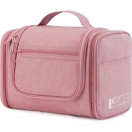 Trousse De Toilette Voyage Grande Capacité - Rose, Multiples Séparateurs, Polyester